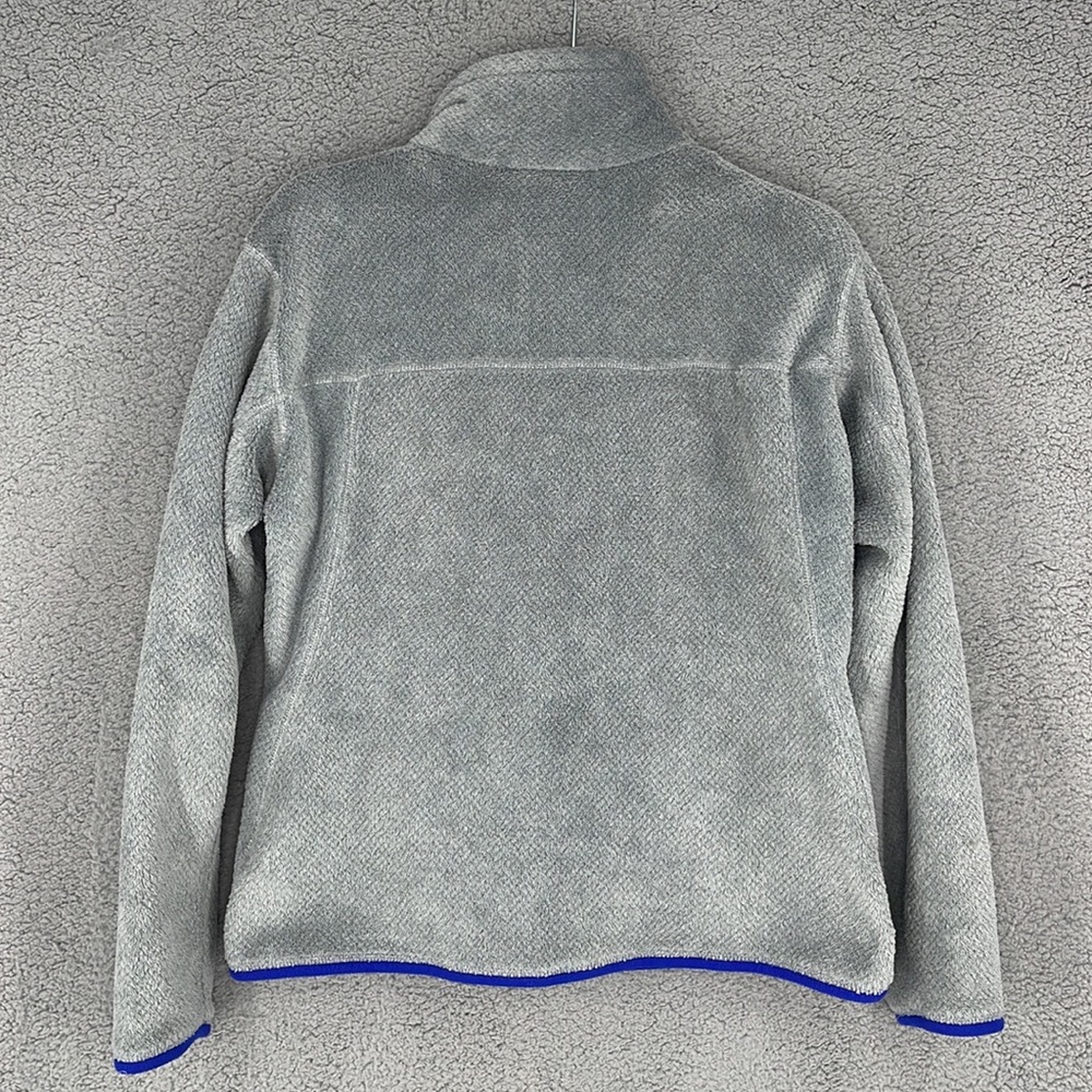 Patagonia gray & blue lined women’s fleece jacket pullover large kangaroo pocket - Picture 8 of 9